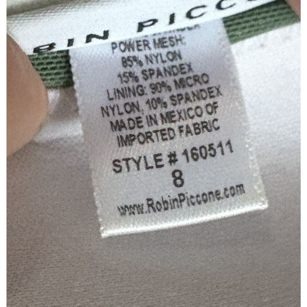 Robin Piccone Sophia Crochet One Piece Swimsuit Sage Green Cut Out Sz 8 - Picture 10 of 13